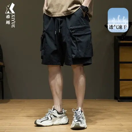 轻薄速干机能工装短裤男士2025夏季新款宽松大码黑色山系五分裤潮商品大图