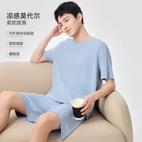 hansca莫代尔睡衣男夏季2025新款短袖薄款青少年可外穿家居服套装商品大图