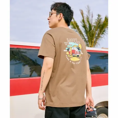 唐狮夏季新款男短袖T恤后背潮流图案休闲风半袖纯棉ins上衣商品大图