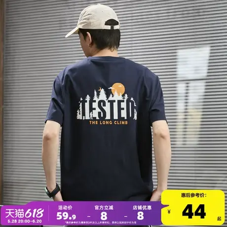 唐狮2025年春夏新款纯棉短袖t恤男士潮流后背印花宽松半袖打底衫商品大图