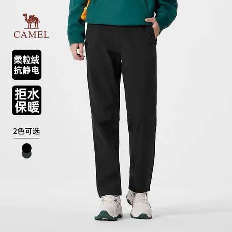 骆驼男装直筒休闲裤男士2025新款冬加绒保暖户外防泼水梭织软壳裤商品大图