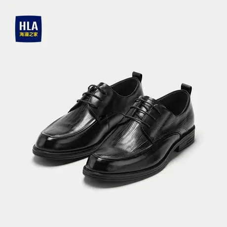 HLA/海澜之家纯色系带正装皮鞋25新商务真皮鞋垫平跟德比鞋子男商品大图