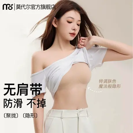 粉底液隐形无肩带内衣女防滑聚拢无痕裹胸抹胸圆圆胸美背文胸罩夏商品大图