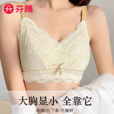 芬腾内衣女大胸显小防下垂聚拢提胸无钢圈性感美背薄款调整型文胸商品大图