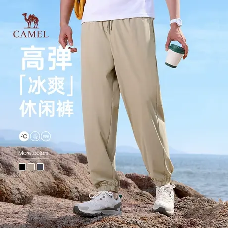 骆驼男装凉感休闲裤男2025新款夏季薄款透气弹力束脚运动长裤子商品大图