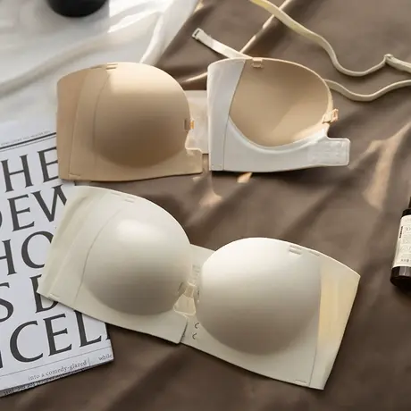 无痕前扣内衣女小胸聚拢防滑无肩带胸罩无钢圈防下垂收副乳文胸夏商品大图