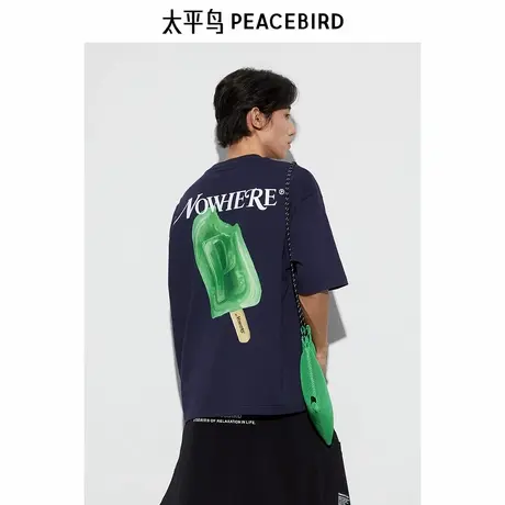 太平鸟男装T恤宽松阔版凉感 B2CNE2522图片