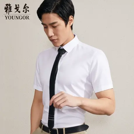 雅戈尔奥莱 男装宾霸铜氨丝装弹力商务休闲衬衣短袖衬衫男商品大图