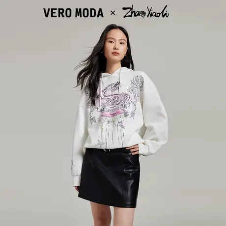 Vero Moda奥莱卫衣女春秋新款艺术家联名宽松连帽龙纹印花上衣商品大图