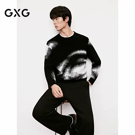 GXG男装 可爱熊猫印花毛衣小呢绒柔软毛衫针织衫 2025年冬季新品商品大图