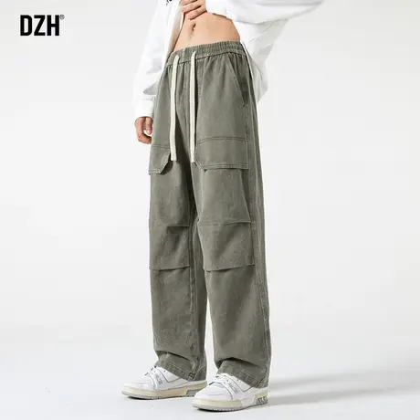 男士阔腿牛仔裤男款秋季宽松裤子男款2023新款休闲百搭抽绳直筒裤商品大图