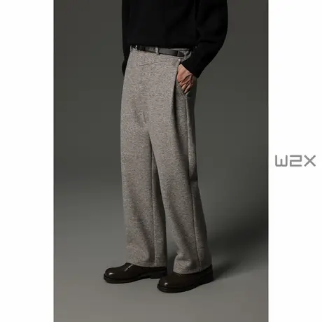 w2x冬季加厚含醋纤牦牛绒碳素磨毛休闲西裤自发热红外升温长裤子商品大图
