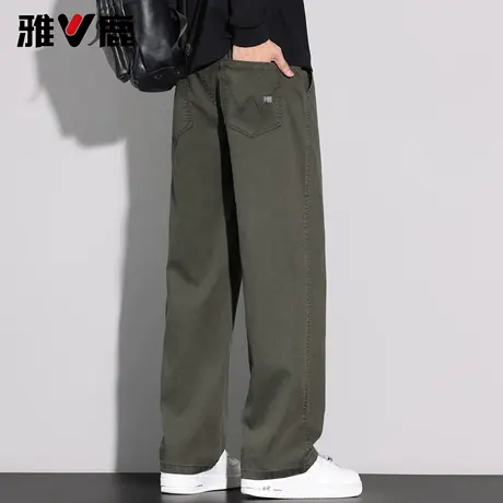 雅鹿2026春季新款宽松直筒阔腿休闲裤男青年户外工装潮牌纯色长裤图片