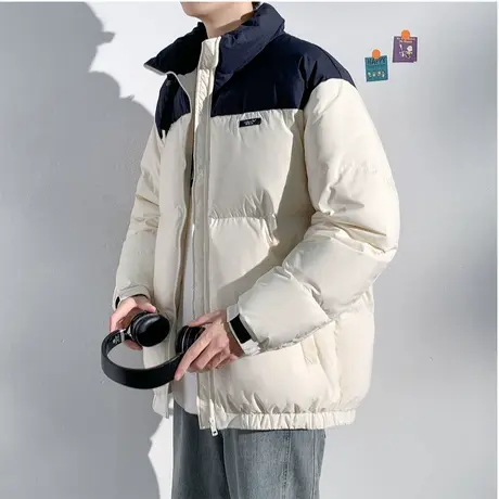 唐狮冬季新款男羽绒服休闲短款撞色面包服百搭加厚潮流外套TD商品大图