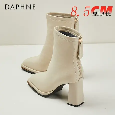 达芙妮8.5CM粗跟瘦瘦靴女2026年新款冬季加绒短靴高跟时装马丁靴商品大图