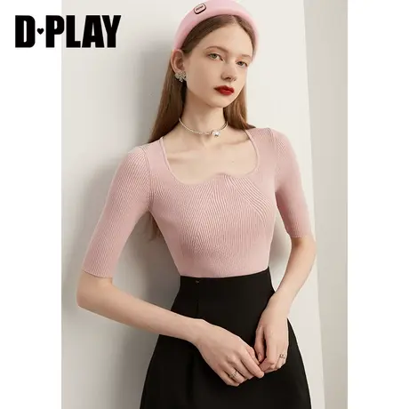 DPLAY2023年秋冬新品法式复古好搭全羊毛打底衫柔软保暖针织小衫商品大图