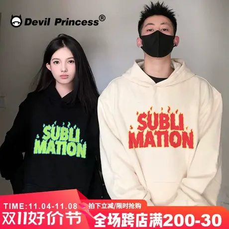 oversize街头风潮牌大版宽松情侣卫衣女2023秋冬新款超火帽衫外套商品大图