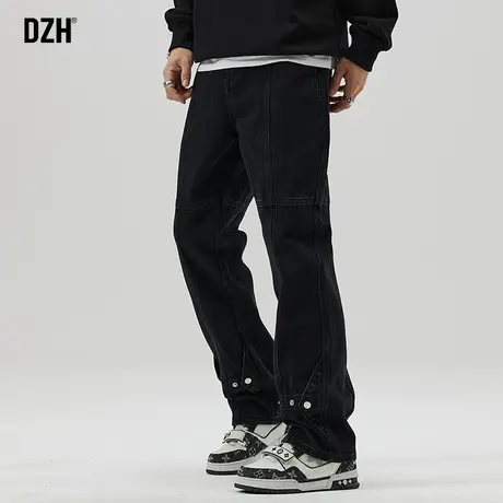 男士黑色直筒牛仔裤男2023新款秋冬美式vibe裤子男款窄版裤高街裤商品大图