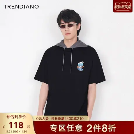 TRENDIANO官方潮牌夏季男装海洋环保系列纯棉印花圆领短袖T恤男图片