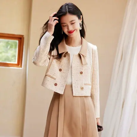 时尚气质简约短外套夹克季新款淑女温柔显瘦百搭通勤上衣商品大图