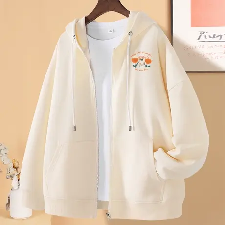 卫衣外套女2023年秋季新款百搭连帽宽松薄款上衣设计感慵懒风外套商品大图