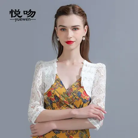 薄款小披肩外套夏百搭短款2023新款七分袖蕾丝坎肩女裙子外搭开衫图片