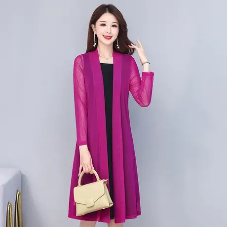 防晒开衫薄款外套女披肩夏季配裙子中长款冰丝针织空调衫外搭罩衫商品大图