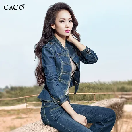 牛仔上衣女修身显瘦设计感外套短款牛仔衣韩版复古开衫夹克套装商品大图