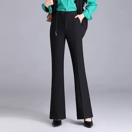 黑色高腰长裤微喇叭裤女2023新款垂感通勤职业裤气质显瘦休闲裤子商品大图