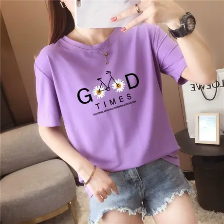 纯棉短袖t恤女2024新款宽松夏季ins潮女装网红超火上衣服半袖体恤商品大图