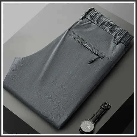 男装夏装直筒休闲长裤夏季薄款冰丝宽松男士小西裤2024新款夏裤子商品大图