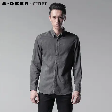 【🌡多件多折】🌤sdeerhe圣迪奥专柜正品男春做旧纯色男式衬衫3170559图片