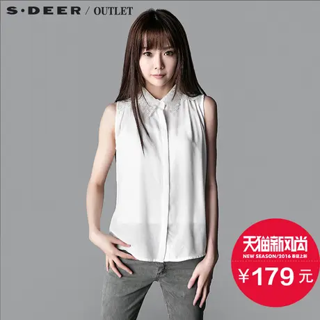s.deer【新品】圣迪奥专柜正品女装镂空钩花雪纺衬衫图片
