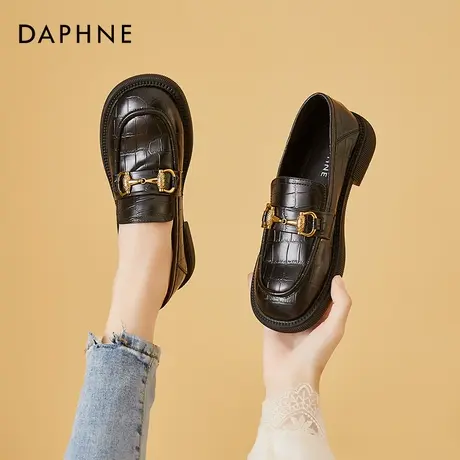 达芙妮日系小皮鞋女英伦风jk制服鞋2021秋冬新款粗跟单鞋女平底鞋图片