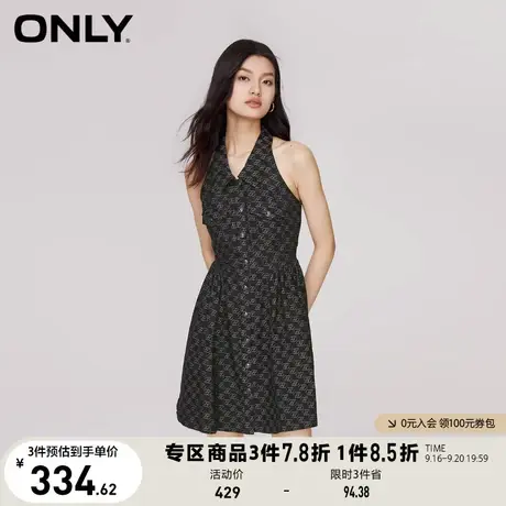 【买4免1】ONLY奥莱2023夏季新款时尚显瘦满印无袖翻领牛仔连衣裙图片