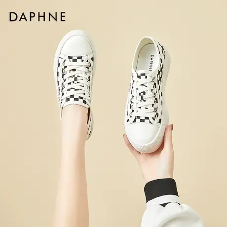 达芙妮运动休闲鞋女鞋子2022年新款夏季百搭厚底白色时尚帆布鞋图片