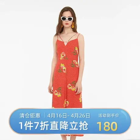 诗凡黎2021夏季新款韩范时尚气质碎花v领高腰吊带连体裤女商品大图