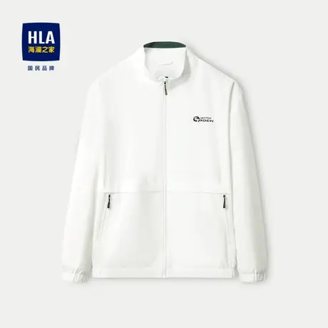 HLA/海澜之家时尚立领清新夹克2024春夏新款撞色镶拼印花外套男士图片