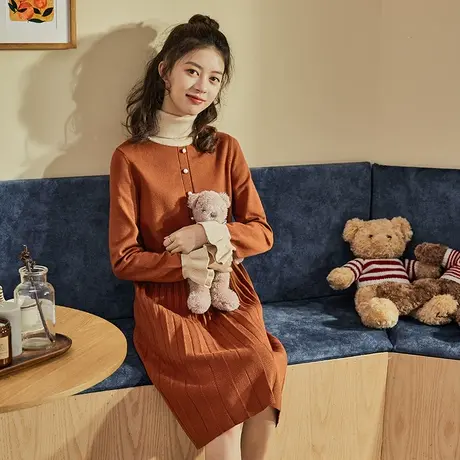 唐狮秋装新款法式复古连衣裙女黑色毛衣裙超仙森系仙女裙图片