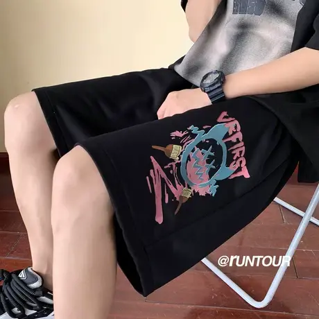 短裤男夏季薄款美式高街宽松五分裤潮牌大码嘻哈篮球运动休闲裤子商品大图