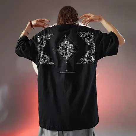 Nuthink美式高街Vibe风潮牌落肩袖短袖T恤男街头大码宽松oversize商品大图