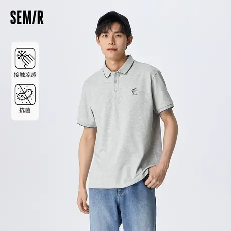 森马POLO衫男夏季半开襟修身短袖上衣简约通勤商务风男装凉感抗菌图片