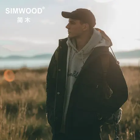 Simwood简木男装【宽松版型】秋季新款户外多袋工装连帽男士棉服图片