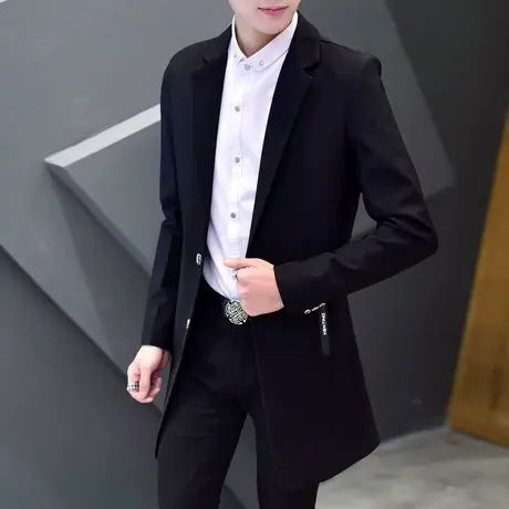 中长款外套男士风衣春秋季潮流韩版休闲西服秋装帅气薄款西装大衣商品大图