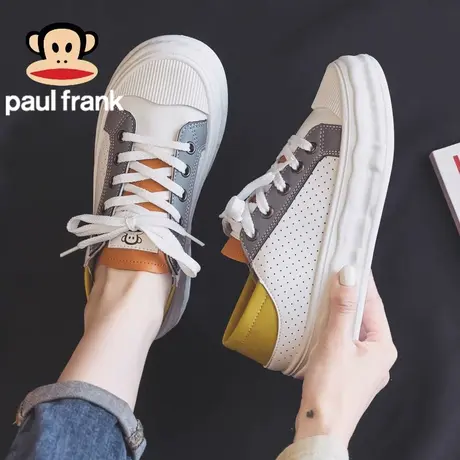 大嘴猴夏季透气小白鞋女2023新款休闲鞋脚踩懒人一脚蹬板鞋子女款商品大图