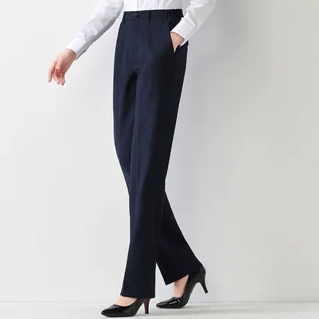 职业西装裤女秋冬加绒藏青藏蓝黑色银行工装直筒移动工作制服裤子图片