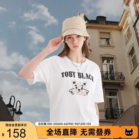 【趣玩】a02趣味猫咪印花T恤2023夏季新品可爱减龄宽松百搭短袖女商品大图