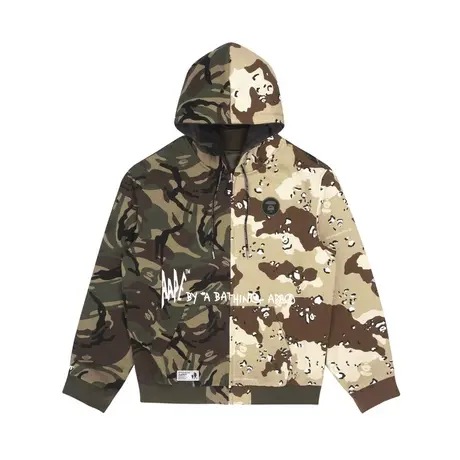 Aape旗舰店男装秋冬字母印花多色迷彩拼接双面穿连帽外套7499XAI图片