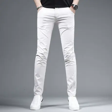 浅灰色休闲裤男2023夏季新款潮牌修身小直筒男士弹力薄款潮流长裤商品大图
