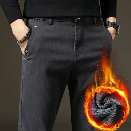 秋冬季休闲裤男直筒宽松加绒裤子男裤2023年新款潮牌保暖外穿长裤商品大图